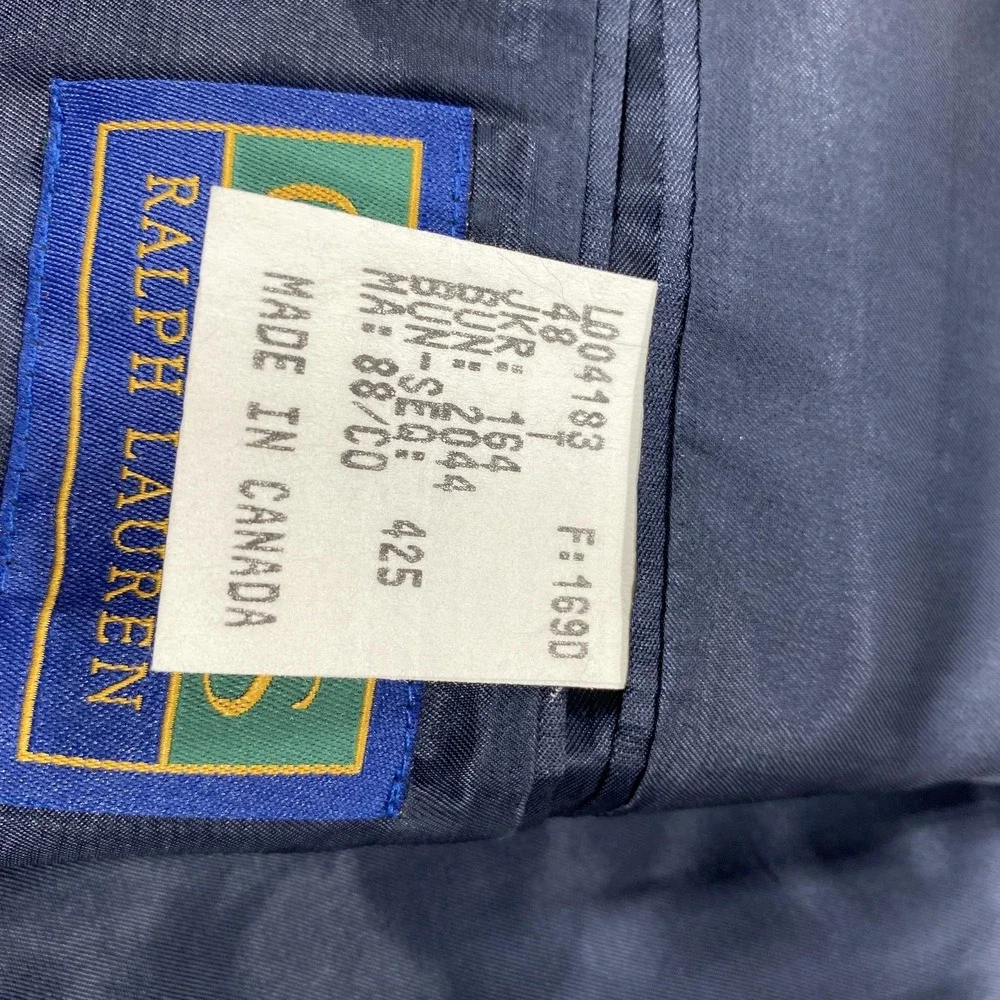 Vintage Chaps Ralph Lauren Suit Jacket Mens 48 Blue Striped Wool 2-Piece‎